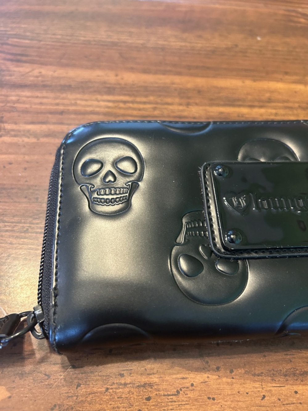 Like new Loungefly Skull black wallet puffy 8”x4” - Picture 2 of 8